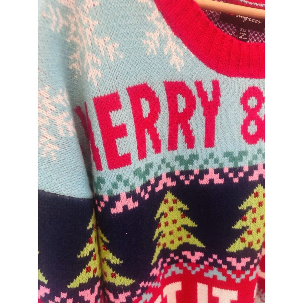 33 Degrees Ugly Christmas Sweater Warm Merry & Bright Let It Snow Women’s XXL 2X - Picture 6 of 8